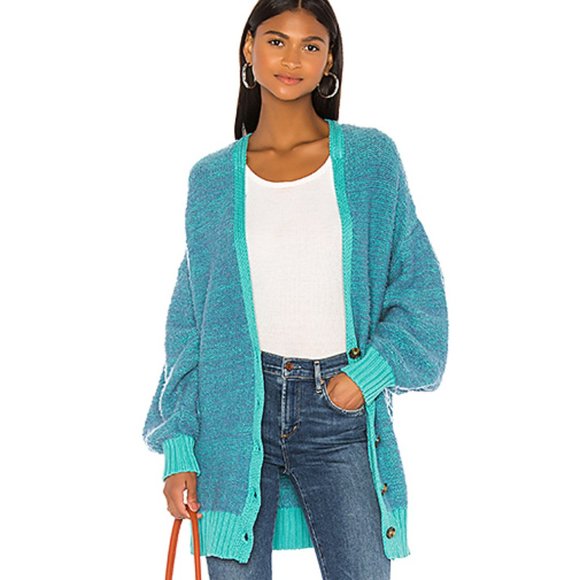 turquoise cardigan sweater